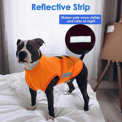 MIGOHI Dog Anxiety Relief Coat,Comfort Anxiety Vest for Dogs,Adjustable Dog Anxiety Calming Wrap for Fireworks,Thunderstorms,Travel, Separation, Anxiety Jacket for Large Dogs,L,Orange