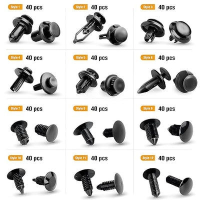 GOOACC 480PCS Bumper Retainer Clips with Fastener Remover Car Plastic Rivets Push Kit -Door Trim Panel for Toyota GM Ford Honda Acura Chrysler