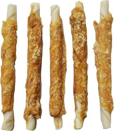 Butcher Shop 5” Chicken & Rawhide Twists Dog Treats (2 Pack - 8 oz per Pack)