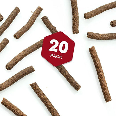 Premium Real Beef Snap Sticks - 20 Count (Pack of 1) - 100% Natural, No Additives, USA Packed, Easy to Digest, Rawhide-Free, High Protein, Great for Puppy Training