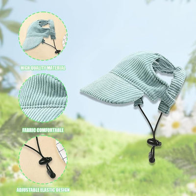 Dog Baseball Cap, Dog Cat Summer Beach Visor Hat with Ear Holes, Adjustable Puppy Sunbonnet Headdress (Green, Medium)