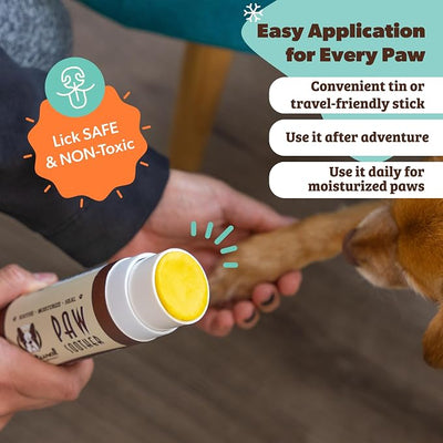 Natural Dog Company Paw Soother Balm Bundle, (1) 2 oz. Tin & (1) Travel Stick, Dog Paw Cream and Lotion, Moisturizes & Soothes Irritated Paws & Elbows, Protects from Cracks & Wounds