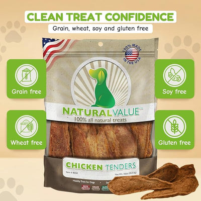 Loving Pets Natural Value All Natural Soft Chew Chicken Tenders Dog Treat, 14-Ounce