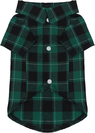 Paiaite Plaid Dog Shirt: Classic CheckeGreen Style in Cotton for Large, Medium, and Small Breeds, Comfort, Breathability, and Elegance Dog Clothes. Perfect for Everyday Wear, and Photoshoots Green 4XL