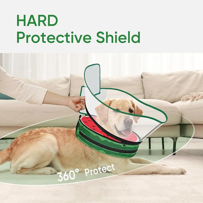 Sponge Dog Cone Collar, Dog Donut Collar After Surgery with Clear Shield, Adjustable Soft Cone for Dogs to Stop Licking-Comfy Cone for Large Medium Small Dogs (Watermelon,S)