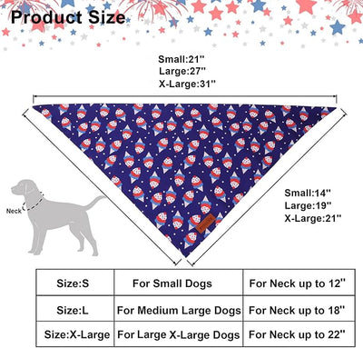 PTDECOR American Flag Dog Bandana Ice Cream Flag Patterns, 4th of July Pet Scarf, Reversible Triangle Patriotic Bandanas for Large X-Large Dogs Pets (X-Large)