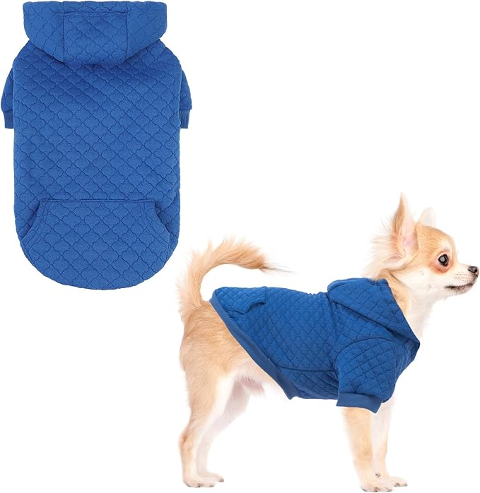 KOOLTAIL Small Dog Sweater, Ultra-Warm & Soft Winter Fall Sphynx Cat Clothes for Cats Only, Lightweight Dog Hoodie Sweatshirt for Small Dogs Boy Girl Yorkie, Chihuahua, Shih-Tzu, Puppy,Blue XXS
