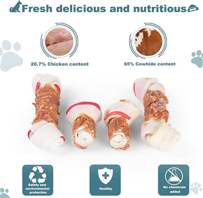 Dog Treats Chicken Wrapped Rawhide Bones and Chicken Jerky for Dogs Treats Training Snacks Dog Chews