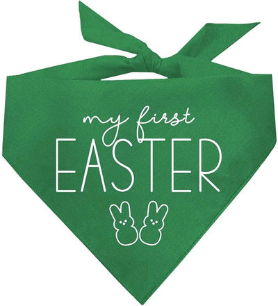 My First Easter Dog Bandana | 100% Cotton Adjustable Triangle | Made in USA | Easter Bunny | Egg Hunt| Funny Outfit Prop Photoshoot |Green, X-Small (392)