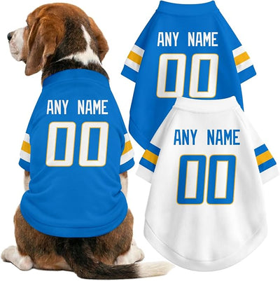 Los Angeles Dog Clothes Jersey Style Personalized Pet T Shirt with Custom Name Number for Small Medium Large Dogs