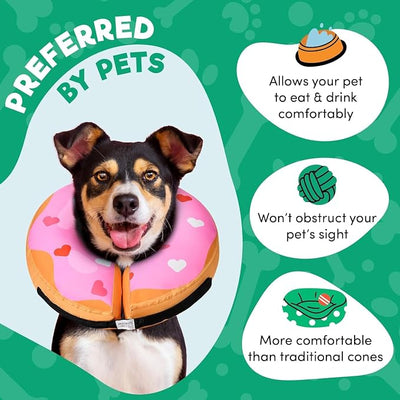 BENCMATE Inflatable Dog Cone Collar Alternative, Soft Dog Cone for Small Medium Large Dogs and Cats, Neck Recovery ECollar Donut Collar After Surgery (Small, HeartShape)