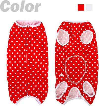 Dog’s Recovery Suit Post Surgery Shirt for Puppy, Wound Protective Clothes for Little Animals(red spot-xs)