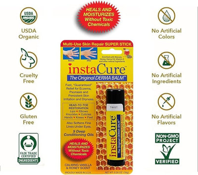 Original Derma Balm Jumbo-Sized Skin Repair Stick w/Manuka Honey. Eczema, Psoriasis Dry Skin Relief. Revive Knuckles Cuticles Lips Hands Knees & Feet. All Natural (1-Pack)