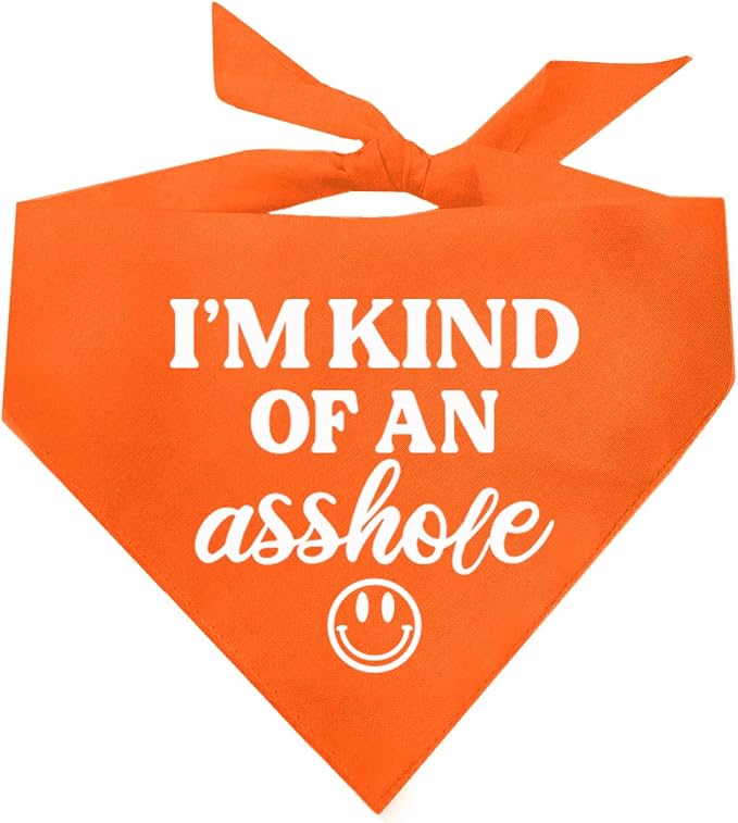 I'm Kind of an A (Problem) Dog Bandana | 100% Cotton Adjustable Triangle | Made in USA | Do Not Pet | Funny Warning for Reactive or Moody Dogs |Orange, X-Small (31)