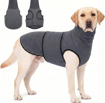 KOESON Dog Anxiety Shirt with Ear Wrap for Extra Large Dogs, Adjustable Dog Calming Hoodie for Separation Anxiety, Thunder, Fireworks, Travel, Soft & Breathable Dog Thunder Vest, Grey XXXL