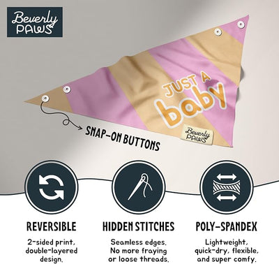 Funny Snap-On Dog Bandana for Small Medium Large Pets, Dogs Cats Adjustable Handkerchief Scarf for Girl & Boy, Cute Puppy Apparel & Accessories (Just A Baby, Large)