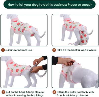 Kuoser Recovery Suit for Dogs Cats After Surgery, Professional Pet Recovery Shirt Dog Abdominal Wounds Bandages, Substitute E-Collar & Cone,Prevent Licking Dog Onesies Pet Surgery Recovery Suit