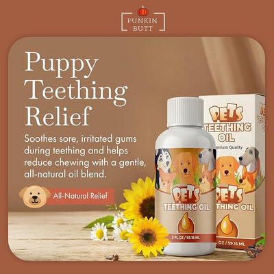 Punkin Butt for Pets Puppy Teething Oil to Stop Chewing and Relieve Discomfort | All Natural, Organic, Safe for Dogs, Chemical-Free (1 oz)