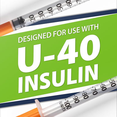 Easy Touch Pet U-40 Insulin Syringes for Dogs & Cats – 29G 0.5cc 1/2", Half-Unit Markings, Compatible with U-40 Insulin, Box of 100 (For Animal Use Only)