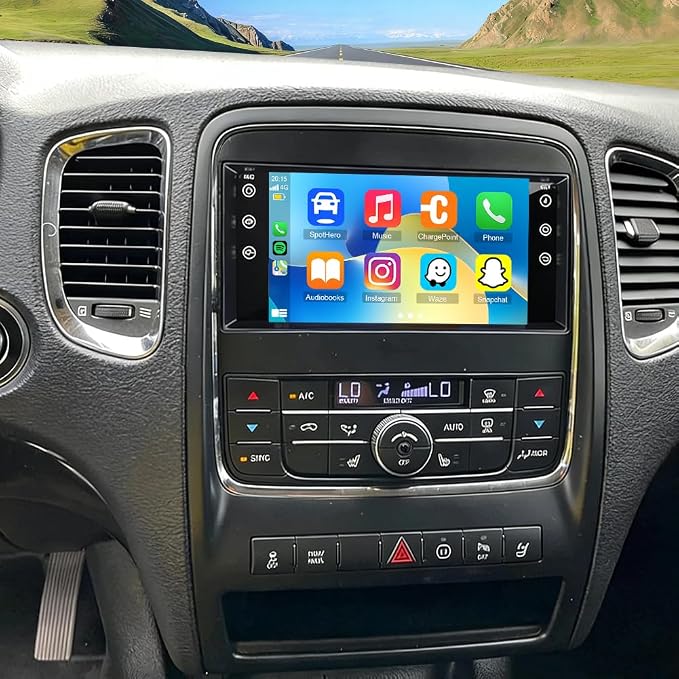 Double Din Car Stereo Radio Upgraded for for 2011 2012 2013 Dodge Durango GPS Navi Head Unit 7 inch Touch Screen Android 14 Support Wireless Carplay Android Auto-/FM/SWC/WiFi/Bluetooth/Camera