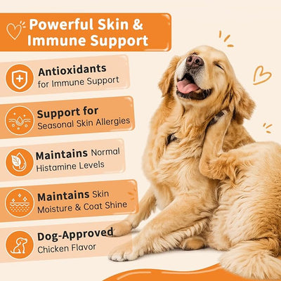 Quercetin with Bromelain for Dogs - Allergy & Itch Relief Chews with Colostrum & Probiotics - Supports Immune System, Relieves Itchy Skin & Paw Licking - Anti-Inflammatory Antioxidants -150 Soft Chews