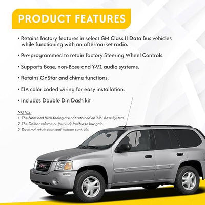 Crux Interfacing Solutions DKGM15 Crux Onstar Radio Replacement Interface W/ Swc Retention Video Switcher & D. Din Dash Kit - Gm Clas