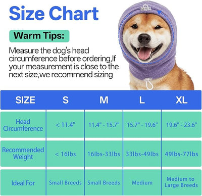MIGOHI No Shake Ear Wrap for Dogs - Breathable Dog Ear Protection for Hematoma,Stop Shaking & Scratching,Dog Ear Muffs for Grooming, Calming Hoodie for Dogs Separation,Thunderstorms,L,Purple