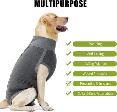Dotoner Dog Surgery Recovery Suit Dog Suit for Male Female Neuter Anti-Lick Abdominal Wounds Bite Protective Outfit Alternative E-Collar & Cone Breathable Spay Suit for Medium Large Dogs