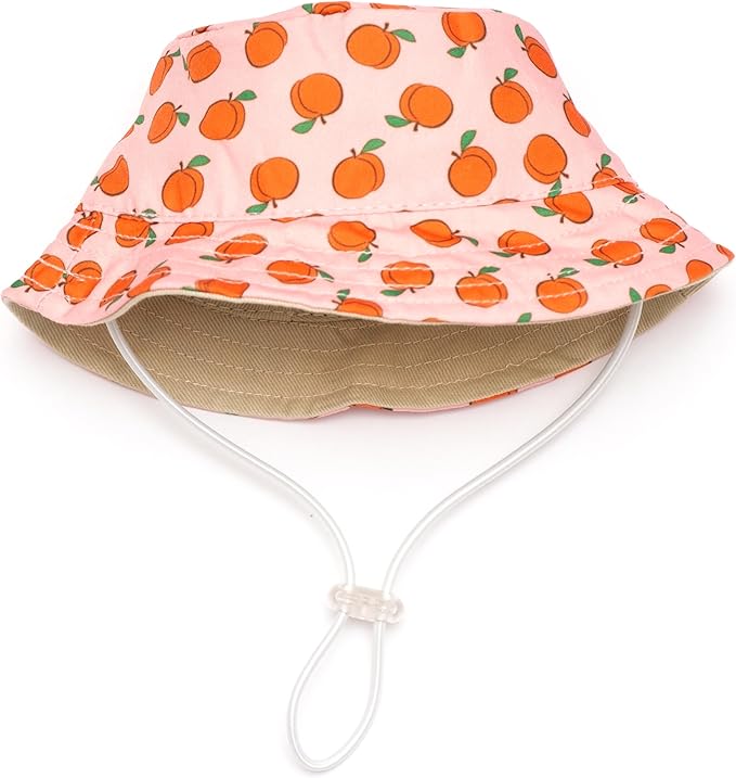 THE WORTHY DOG Peachy Keen Hat for Dogs – Lightweight Pet Sun Hat with Adjustable Chin Strap, Soft Brim & Bright Colors - Peach, Medium