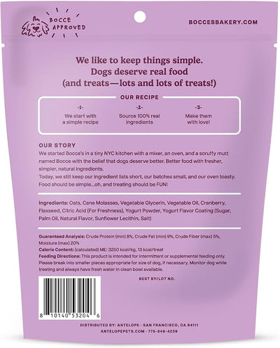 Bocce's Bakery Wild Cran Froyo Dog Treats – Natural, Wheat-Free Soft & Chewy Cookies Made with Real Ingredients – Baked in The USA and Topped with Cranberries & Sprinkles, 6oz
