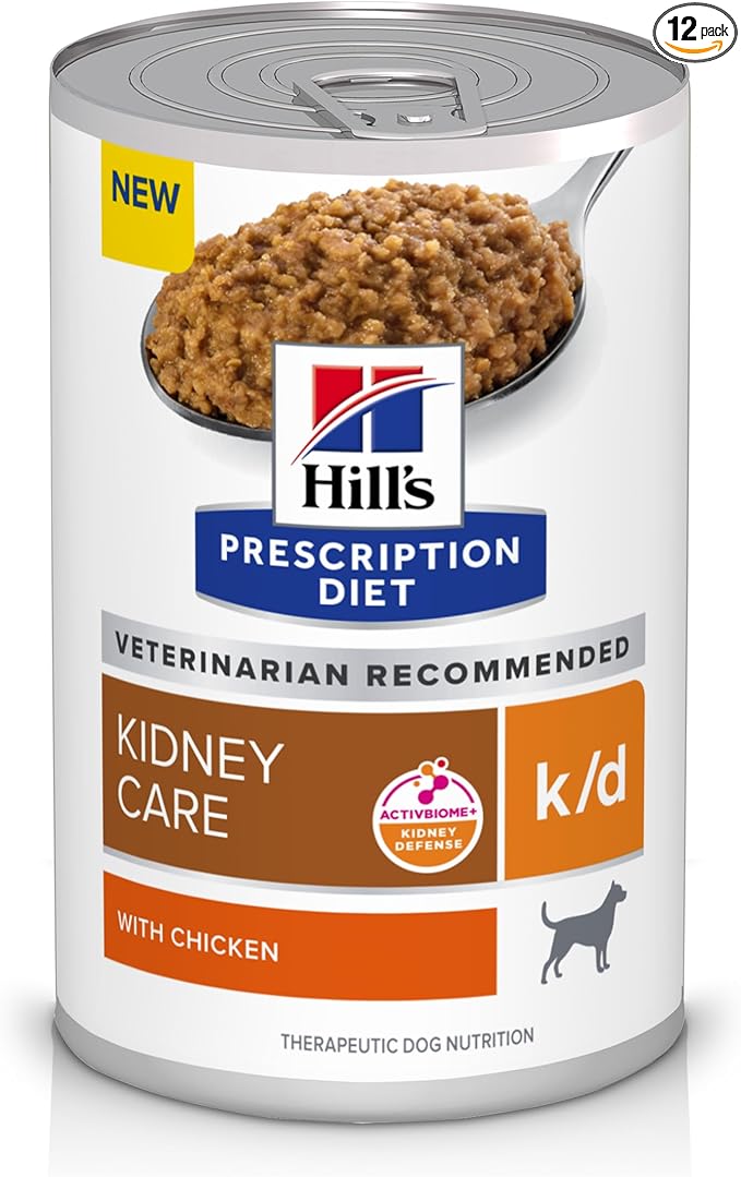 Hill's Prescription Diet k/d Kidney Care Wet Dog Food, Chicken, 13 oz. Cans, 12-Pack