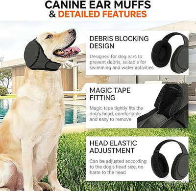 Dog Ear Covers for Bath: Waterproof Ear Wraps Noise Cancelling for Fireworks/Swimming/Vet Visits/Grooming/WalkingDogs
