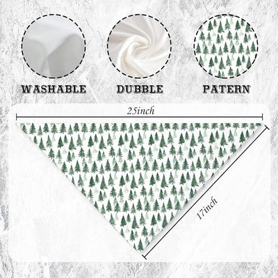 Pine Tree Print Dog Bandana, Nature Themed Adjustable Triangle Pet Scarf, Green Pine Tree Design Outside Pet Accessory Bandana for Small and Medium Dogs