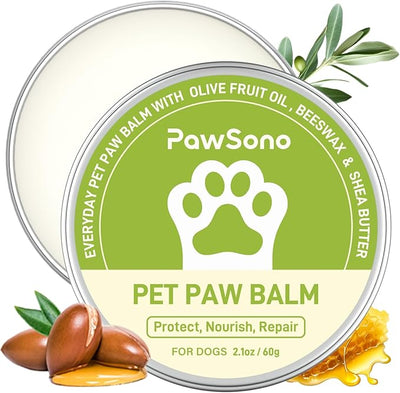 PawSono Lick-Safe Dog Paw Balm for Paws & Nose, All-Natural Paw Pad Moisturizer for Dogs & Cats, Paw Butter Helps Soothe Dry, Cracked Paws, Protects from Snow, Ice Melt & Hot Pavement, 1Pack | 2.1 oz