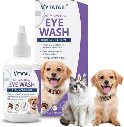 Dog and Cat Eye Wash | Eye Drops for Dogs and Cats Vet-Recommended Pet Eye Infection Treatment to Soothe Infection Allergy, Relieve Dry Eyes Pink Eyes, Pet Tear Stain Cleaner - 50ml