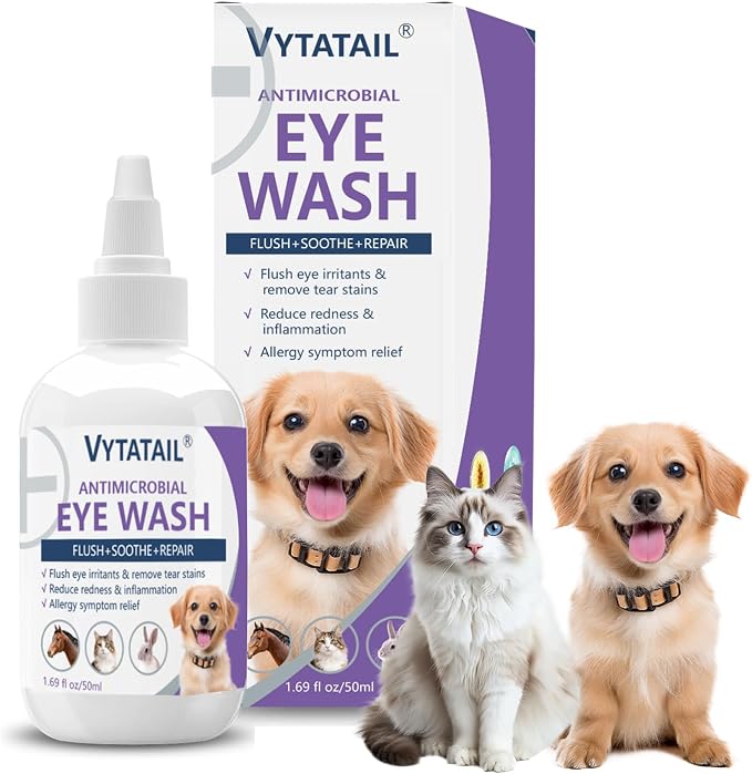 Dog and Cat Eye Wash | Eye Drops for Dogs and Cats Vet-Recommended Pet Eye Infection Treatment to Soothe Infection Allergy, Relieve Dry Eyes Pink Eyes, Pet Tear Stain Cleaner - 50ml