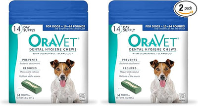 OraVet Dental Hygiene Chews for Small Dogs, Oral Care with Delmopinol, Vanilla Flavor, 14 Count (Pack of 2)
