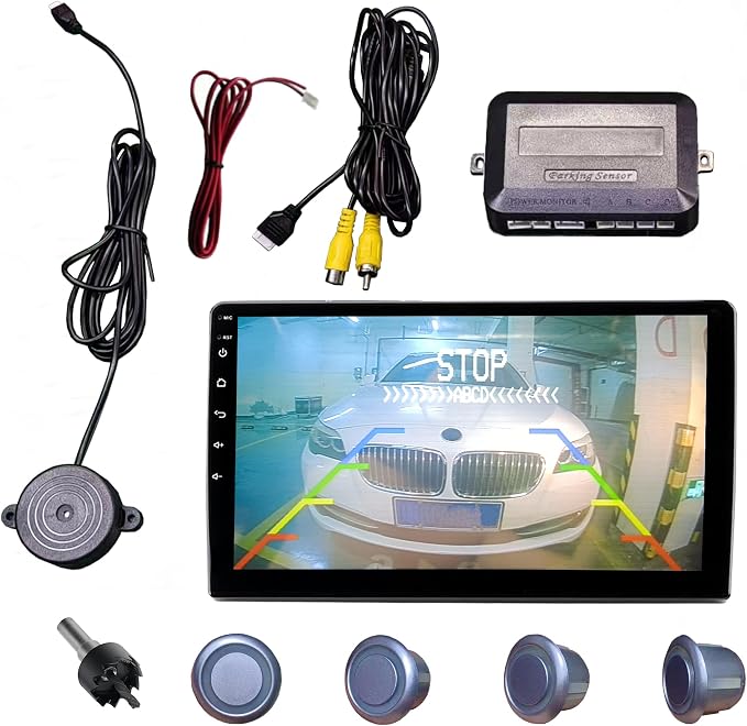 LCD Parking Sensor Kit - Displays Data on Original Screen, Easy Rear Installation, Compatible with CVBS Cameras (Not for AHD), 18 Probe Colors to Match Any Vehicle Light