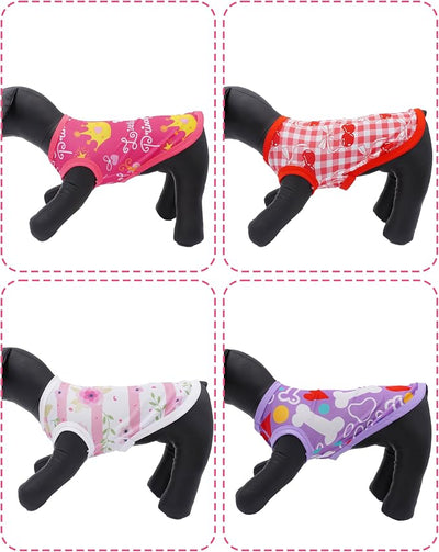 PET SHOW 4 Pack Dog Shirts for Small Dogs Female Tank Top Tee Red Pink T-Shirts Pets Sleeveless Vest Girl Dog Clothes(X-Large)