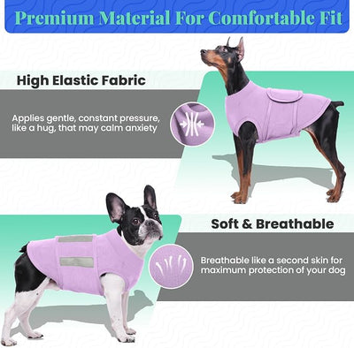 MIGOHI Dog Anxiety Relief Coat,Comfort Anxiety Vest for Dogs,Adjustable Dog Anxiety Calming Wrap for Fireworks,Thunderstorm,Travel,Separation,Anxiety Jacket for Medium Dogs,M,Lightpurple