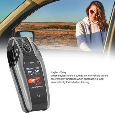 Key Cover LCD Universal Smart Fob,Keyless Entry and Remote Control Universal TK800+ LCD Touch Sn Smart Key Remote Keyless Entry for All Start Stop Engine Button Red(Silver)