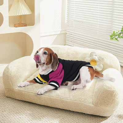 Cute Dog Sweater - Stretchy Dog Pullover Sweatshirt,Soft and Warm Winter Clothes for Boy & Girl Dogs,Suitable for Puppies & Adult Dogs (Black+Yellow+Purple, Large/X-Large)
