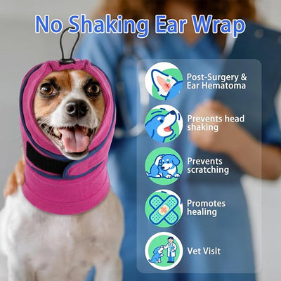 MIGOHI Small Dog Ear Muffs for Noise Anxiety, Soft Calming Hoodie for Fireworks & Thunderstorms, No Shake Ear Wrap Dog Hematoma, Adjustable Head Cover for Dogs Bath Grooming,Chihuahua Yorkie,Purple S