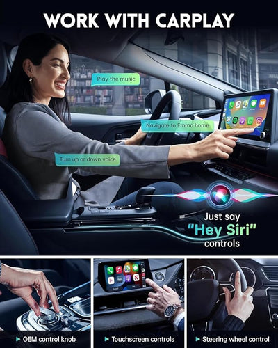 Amzfeel Wireless CarPlay Adapter for Apple iPhone iOS 10+ & Cars from 2015+, Mini Edition, Convert Factory Wired to Wireless CarPlay Dongle Plug & Play GPS Digital Media Receiver (Brushed Cobalt Blue)