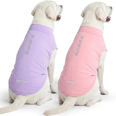 Spark Paws Sunblock Dog T-Shirt, SPF30 Protection, Lightweight Breathable Quick Dry for Dogs with Sensitive Skin - Purple & Pink (Set of 2) - 3XL