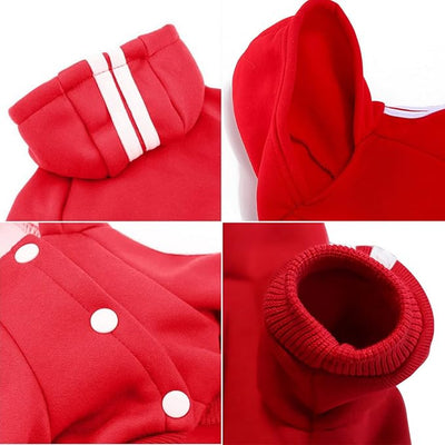 Pet Outfit - Cute Dog Hoodie Sweater Tracksuit Winter Clothes Jumpsuit Pajamas 4-Legs Red for Puppy Small Medium Large Dogs Boy or Girl (X-Large)