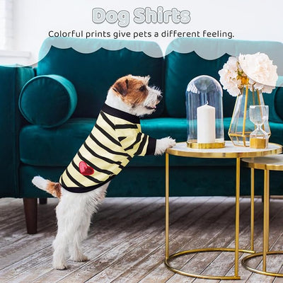 Dog Shirts for Medium Dogs Cats, Dog Striped T-Shirts Dog Vest Pet Apparel Tee Shirts Spring Summer Suitable for Small and Medium Large Pets French Bulldog Bichon, Beige M