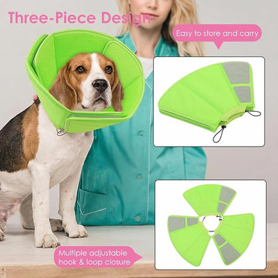 AOFITEE Soft Dog Cone Collar, Adjustable Cone for Dogs to Stop Licking, Dog Cones for Small Medium Large Dogs, Breathable Elizabethan Collar Wound Healing After Surgery(Green,S)