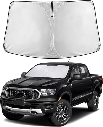 EcoNour Windshield Sun Shade Compatible for Ford Ranger (2019–2024) | Front Window Shade for Midsize Pickup Truck | 4-Layer, 240T Sunshade Accessories | UV & Heat Reflector for Ranger Windshield