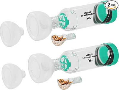 Neobay Cat Inhaler Spacer with Unique Panic Soother – Two Sets Included, 2 Pairs for Convenient Use (Backup Inhaler for When One is Still Not Dry After Cleaning)